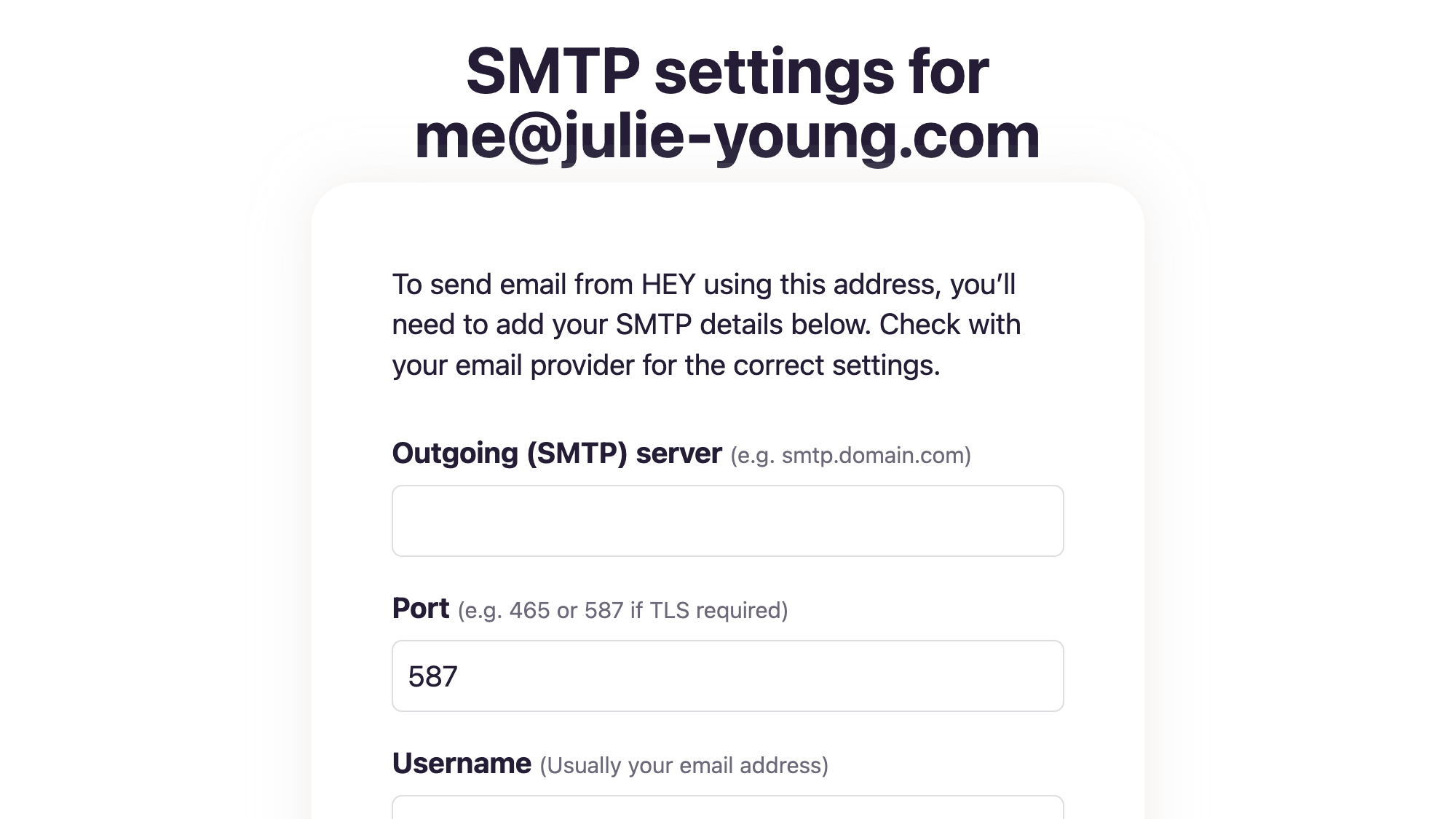 Send from an external email address using SMTP