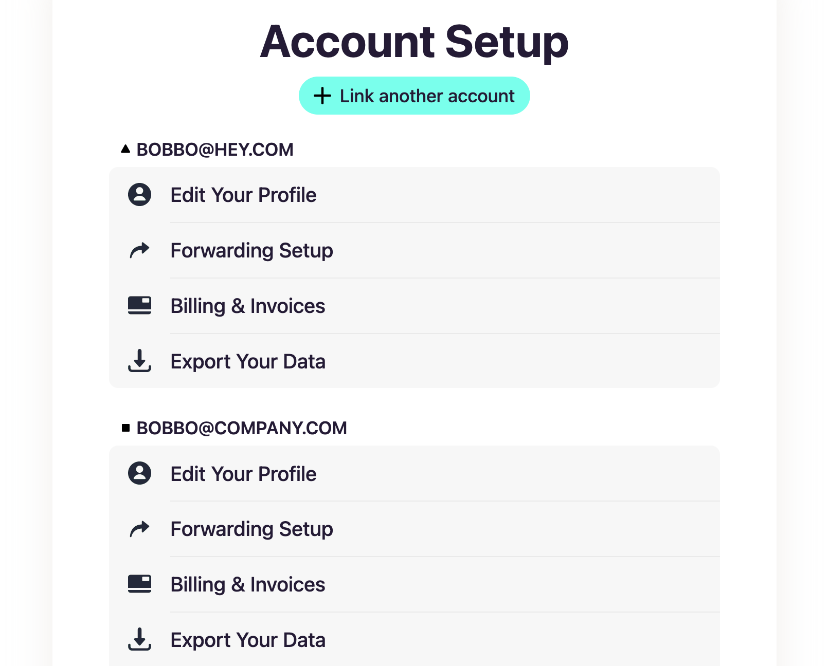 Account Setup in linked mode