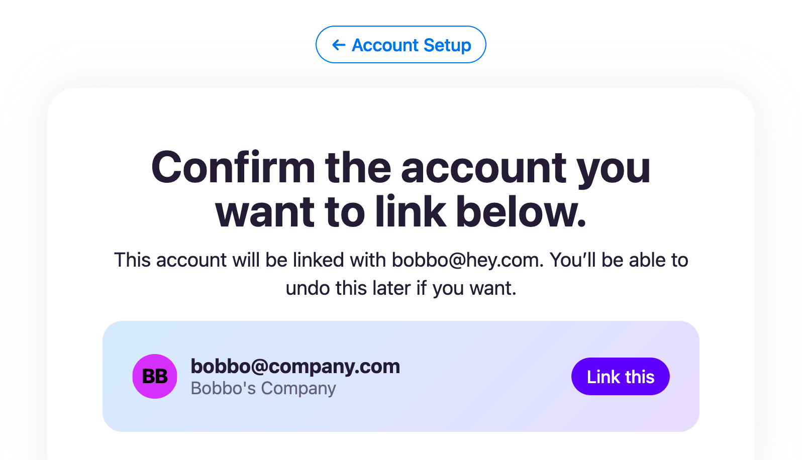 Bobbo’s company account
