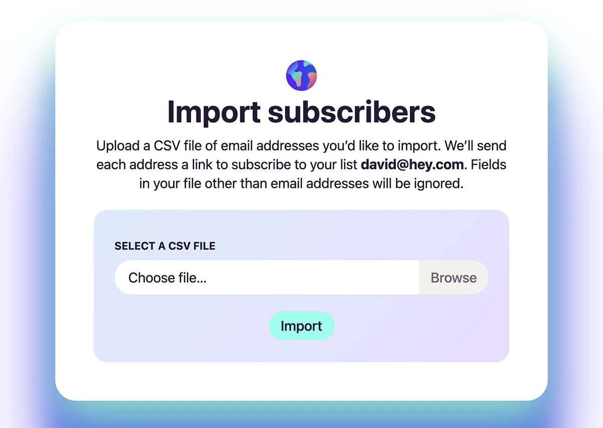 Import subscribers to HEY World