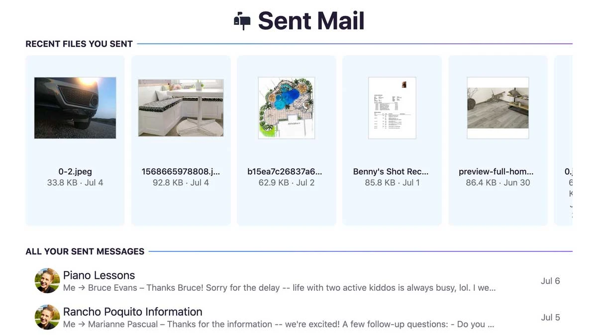 Sent mail view